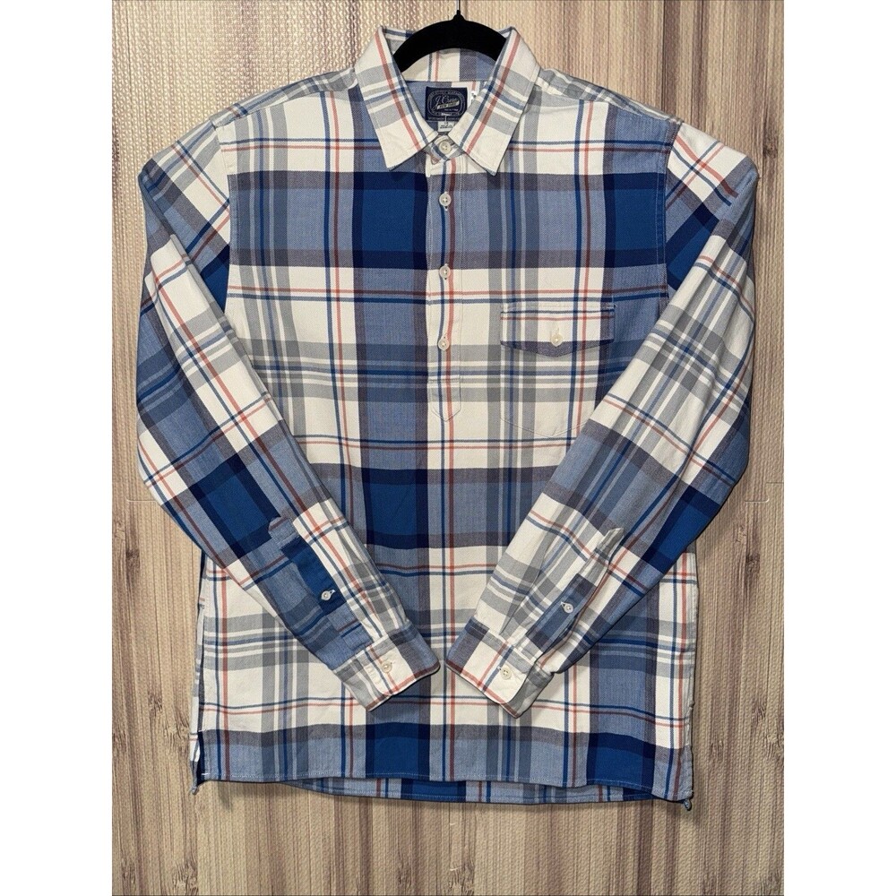 J. Crew New York Mens M Flannel 1/4 Button Up Long Sleeve Pullover Shirt